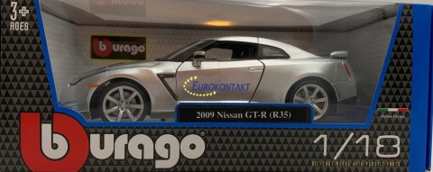 NISSAN GT-R R-35 silver 1:18 model BBurago 12079 NISSAN GT-R R-35 silver 1:18 model BBurago 12079