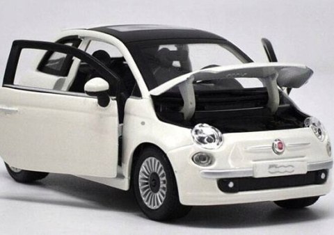 Fiat 500 white 1:24 metalowy Bburago 22106 Fiat 500 white 1:24 metalowy Bburago 22106