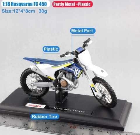 Husqvarna FC 450 na podstawce model Maisto 1:18 Husqvarna FC 450 na podstawce model Maisto 1:18