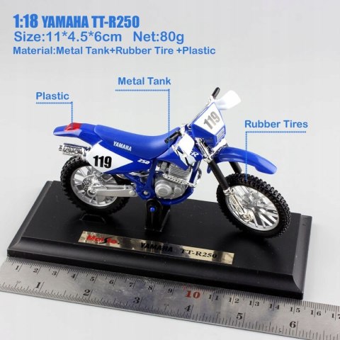 YAMAHA TT-R250 model na podstawce 1:18 Maisto YAMAHA TT-R250 model na podstawce 1:18 Maisto