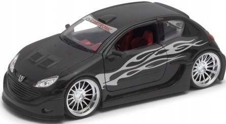 PEUGEOT 206 Tuning black matte model Welly 1:24 PEUGEOT 206 Tuning black matte model Welly 1:24