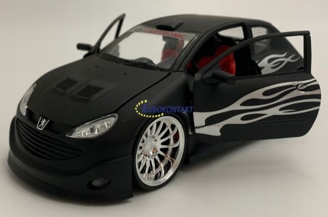 PEUGEOT 206 Tuning black matte model Welly 1:24 PEUGEOT 206 Tuning black matte model Welly 1:24