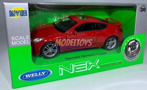 Hyundai Genesis Coupe czerwony 1:34 Welly 43628 Hyundai Genesis Coupe czerwony 1:34 Welly 43628