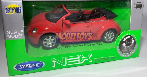 VW New Beetle Convertible red 1:34 Welly 42352F VW New Beetle Convertible red 1:34 Welly 42352F
