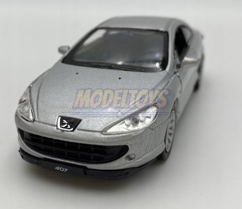 Peugeot 407 Coupe srebrny 1:34 Welly 42368F Peugeot 407 Coupe srebrny 1:34 Welly 42368F