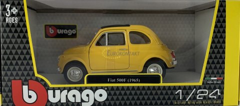 Fiat 500 f 1965 yellow 1:24 metalowy Bburago 22098 Fiat 500 f 1965 yellow 1:24 metalowy Bburago 22098