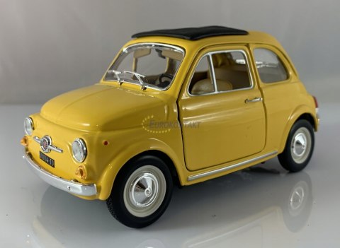 Fiat 500 f 1965 yellow 1:24 metalowy Bburago 22098 Fiat 500 f 1965 yellow 1:24 metalowy Bburago 22098