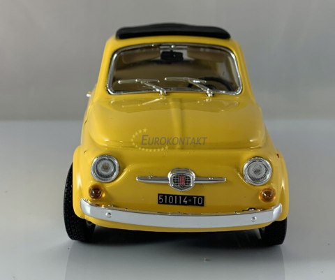 Fiat 500 f 1965 yellow 1:24 metalowy Bburago 22098 Fiat 500 f 1965 yellow 1:24 metalowy Bburago 22098