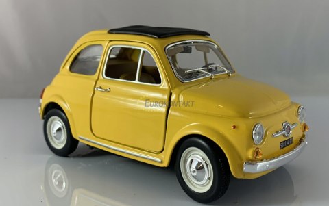 Fiat 500 f 1965 yellow 1:24 metalowy Bburago 22098 Fiat 500 f 1965 yellow 1:24 metalowy Bburago 22098