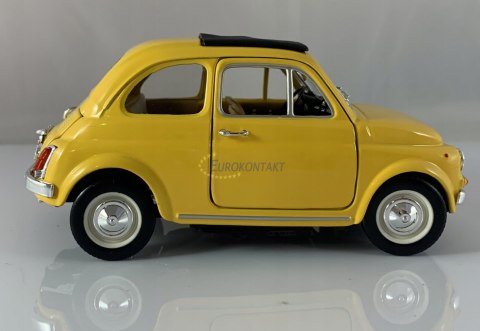 Fiat 500 f 1965 yellow 1:24 metalowy Bburago 22098 Fiat 500 f 1965 yellow 1:24 metalowy Bburago 22098
