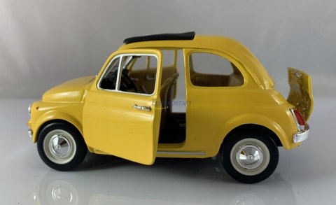 Fiat 500 f 1965 yellow 1:24 metalowy Bburago 22098 Fiat 500 f 1965 yellow 1:24 metalowy Bburago 22098