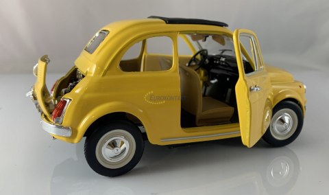 Fiat 500 f 1965 yellow 1:24 metalowy Bburago 22098 Fiat 500 f 1965 yellow 1:24 metalowy Bburago 22098