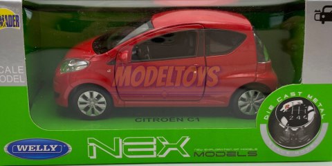 Citroen C1 czerwony 1:34 Welly 43614F Citroen C1 czerwony 1:34 Welly 43614F