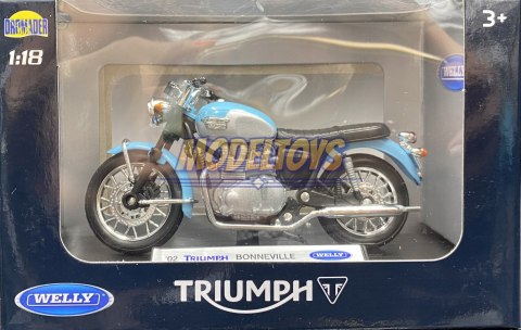 TRIUMPH Bonneville 2002 blue model 1:18 Welly TRIUMPH Bonneville 2002 blue model 1:18 Welly