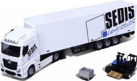 Mercedes Actros naczepa + widlak Bburago 1:43 Mercedes Actros naczepa + widlak Bburago 1:43