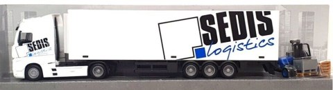 Mercedes Actros naczepa + widlak Bburago 1:43 Mercedes Actros naczepa + widlak Bburago 1:43