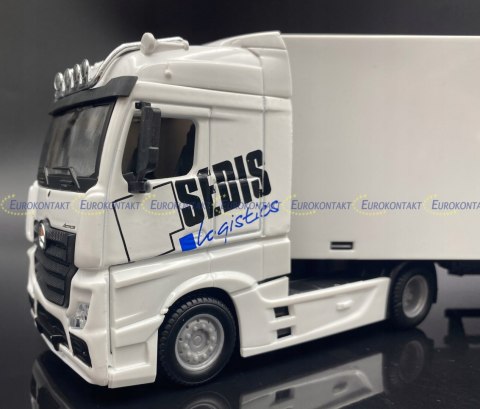 Mercedes Actros naczepa + widlak Bburago 1:43 Mercedes Actros naczepa + widlak Bburago 1:43