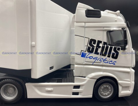 Mercedes Actros naczepa + widlak Bburago 1:43 Mercedes Actros naczepa + widlak Bburago 1:43