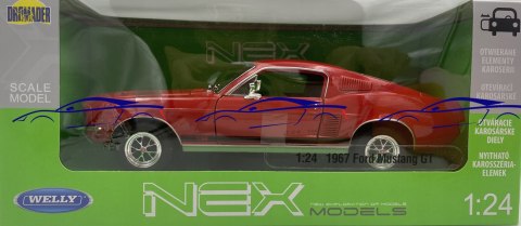 Ford MUSTANG GT 1967 red model 22522 Welly 1:24 Ford MUSTANG GT 1967 red model 22522 Welly 1:24