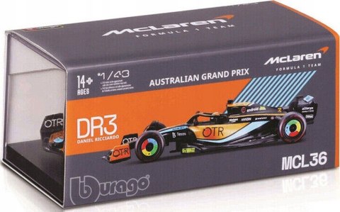 McLaren MCL36 F1 2022 Ricciardo KASK BBurago 1:43 McLaren MCL36 F1 2022 Ricciardo KASK BBurago 1:43
