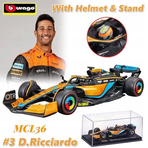 McLaren MCL36 F1 2022 Ricciardo KASK BBurago 1:43 McLaren MCL36 F1 2022 Ricciardo KASK BBurago 1:43