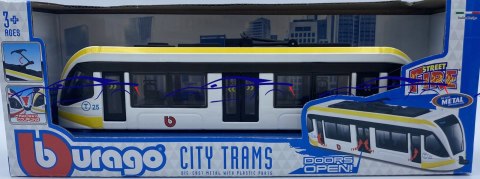 TRAMWAJ metalowy 20cm BBurago 32105 yellow TRAMWAJ metalowy 20cm BBurago 32105 yellow