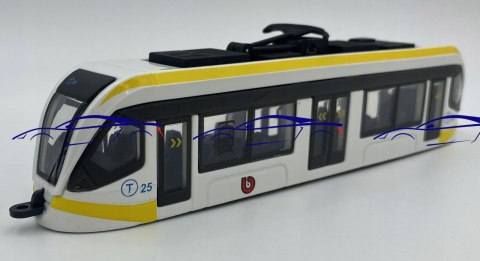 TRAMWAJ metalowy 20cm BBurago 32105 yellow TRAMWAJ metalowy 20cm BBurago 32105 yellow