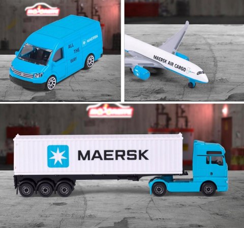 MAERSK Volvo FMX Majorette Logistic METAL 2 kontenery MAERSK Volvo FMX Majorette Logistic METAL 2 kontenery