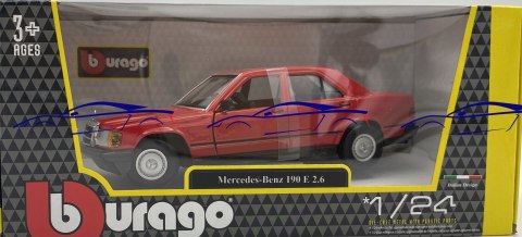 Mercedes Benz 190E W201 red 1:24 Bburago 21103 Mercedes Benz 190E W201 red 1:24 Bburago 21103