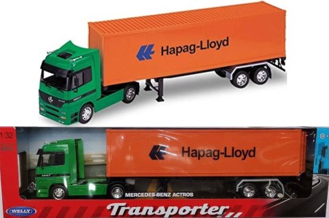 MERCEDES Actros ciągnik z naczepą Hapag-Lloyd TIR WELLY 1:32 MERCEDES Actros ciągnik z naczepą Hapag-Lloyd TIR WELLY 1:32