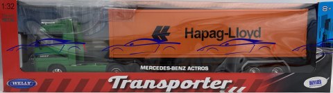 MERCEDES Actros ciągnik z naczepą Hapag-Lloyd TIR WELLY 1:32 MERCEDES Actros ciągnik z naczepą Hapag-Lloyd TIR WELLY 1:32