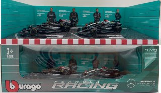 ZESTAW Mercedes AMG F1 Hamilton Russell W12 W13 W14 BBurago 1:43