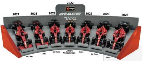 Ferrari F1 Leclerc Sainz SUPER zestaw 7 sztuk BBurago 1:43
