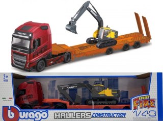 VOLVO FH16 Gglobetrotter 750 XXL lora koparka Volvo EC220E Bburago 1:43