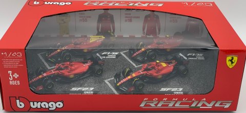 ZESTAW F1 Ferrari Leclerc #16 Sainz #55 2022-2023 F1-75 SF-23 BBurago 1:43 ZESTAW F1 Ferrari Leclerc #16 Sainz #55 2022-2023 F1-75 SF-23 BBurago 1:43