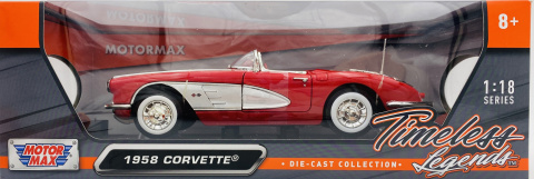 Chevrolet CORVETTE 1958 1:18 model Motormax 73109 czerwony Chevrolet CORVETTE 1958 1:18 model Motormax 73109 czerwony