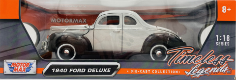 Ford Deluxe 1940 1:18 model Motormax 73108 szary z czarnym Ford Deluxe 1940 1:18 model Motormax 73108 szary z czarnym