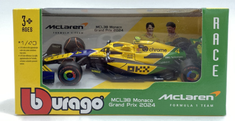 McLaren MCL38 GP Monaco F1 2024 #4 Piastri BBurago 1:43 McLaren MCL38 GP Monaco F1 2024 #4 Piastri BBurago 1:43