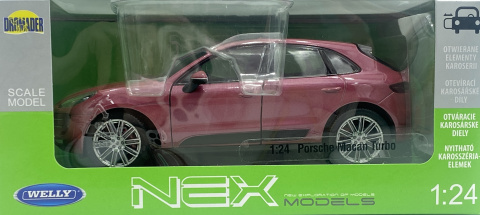 Porsche Macan Turbo Welly 24047 1:24 bordowy Porsche Macan Turbo Welly 24047 1:24 bordowy