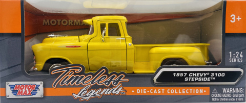 Chevy 3100 Stepside Pickup 1957 model 1:24 Motormax 79381 zółty Chevy 3100 Stepside Pickup 1957 model 1:24 Motormax 79381 zółty