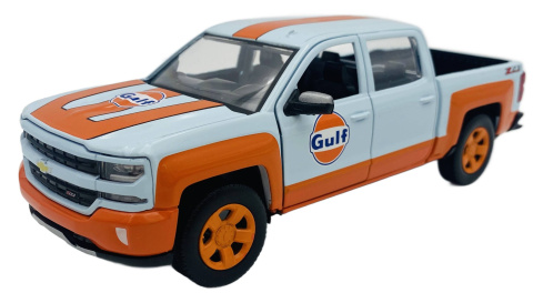 Chevy Silverado 1500 LT Z71 Crew Cab GULF Livery model 1:27 Motormax 79666 Chevy Silverado 1500 LT Z71 Crew Cab GULF Livery model 1:27 Motormax 79666