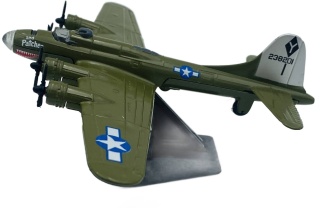 Samolot Boeing B-17 Flying Fortress model podstawka METAL Motormax zielony