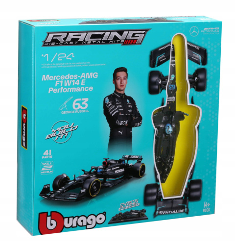 Bolid do składania F1 Mercedes AMG W14 E 2023 #63 Russell Bburago 1:24 Bolid do składania F1 Mercedes AMG W14 E 2023 #63 Russell Bburago 1:24