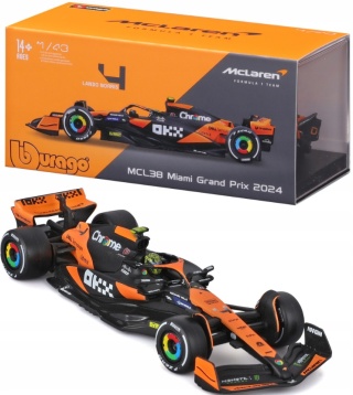 McLaren MCL38 GP Miami F1 2024 #4 Norris KASK BBurago 1:43