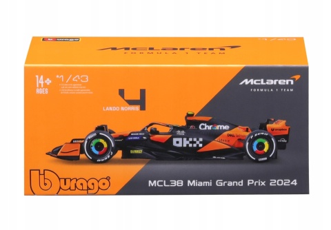McLaren MCL38 GP Miami F1 2024 #4 Norris KASK BBurago 1:43 McLaren MCL38 GP Miami F1 2024 #4 Norris KASK BBurago 1:43
