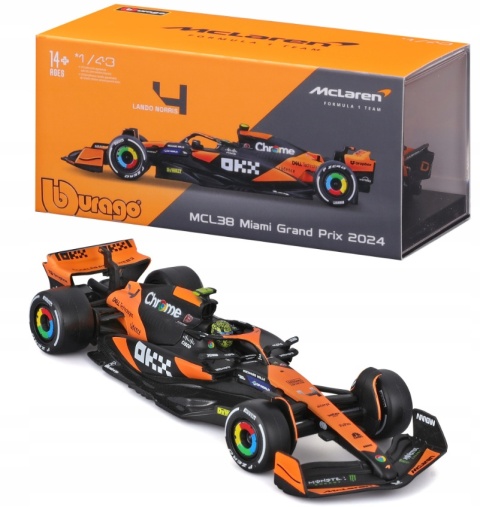 McLaren MCL38 GP Miami F1 2024 #4 Norris KASK BBurago 1:43 McLaren MCL38 GP Miami F1 2024 #4 Norris KASK BBurago 1:43