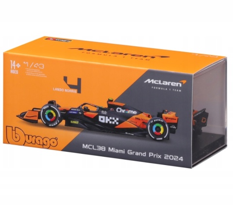 McLaren MCL38 GP Miami F1 2024 #4 Norris KASK BBurago 1:43 McLaren MCL38 GP Miami F1 2024 #4 Norris KASK BBurago 1:43