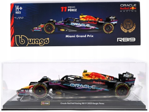 RB19 F1 RedBull 2023 #11 Sergio Perez GP MIAMI gablotka Bburago 1:24 RB19 F1 RedBull 2023 #11 Sergio Perez GP MIAMI gablotka Bburago 1:24