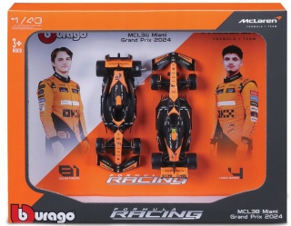 ZESTAW McLaren F1 Norris Piastri 2024 MCL38 do zawieszenia BBurago 1:43