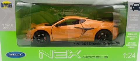 Chevrolet CORVETTE 2023 model 24120 Welly 1:24 pomarańczowy